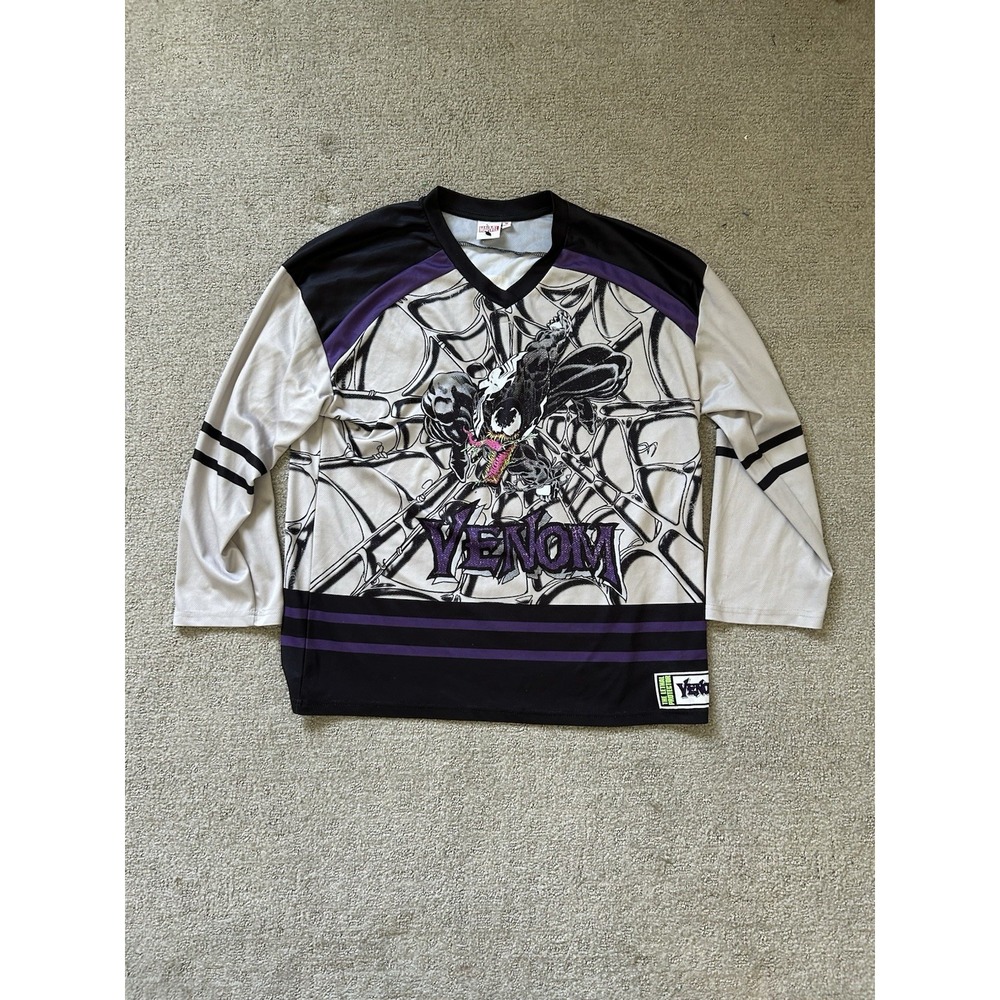 Marvel Venom Hockey Jersey Shirt Men's Size M Purple Graphic Lethal Protector 88